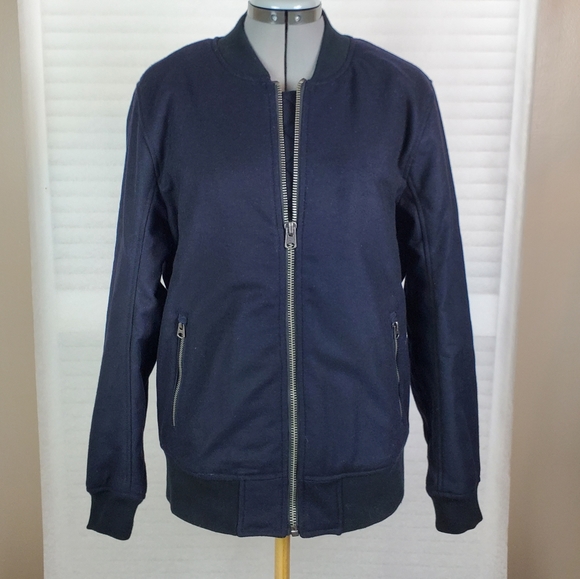 A&F | S | Italian fabric wool blend black bomber jacket - Picture 2 of 7